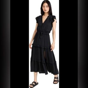 PAIGE  Black Ruffle Maxi Dress